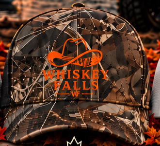 Blaze Camo Cap — woodland camo with hunter-orange embroidery